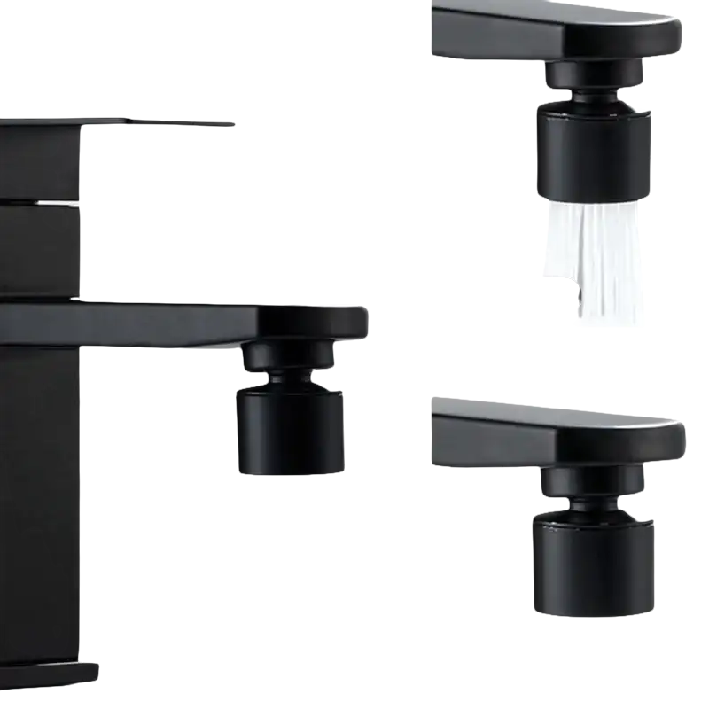 Black dual-mode faucet.