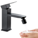 Matte black bathroom faucet.