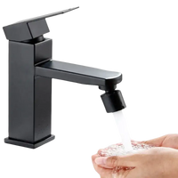 Matte black bathroom faucet.