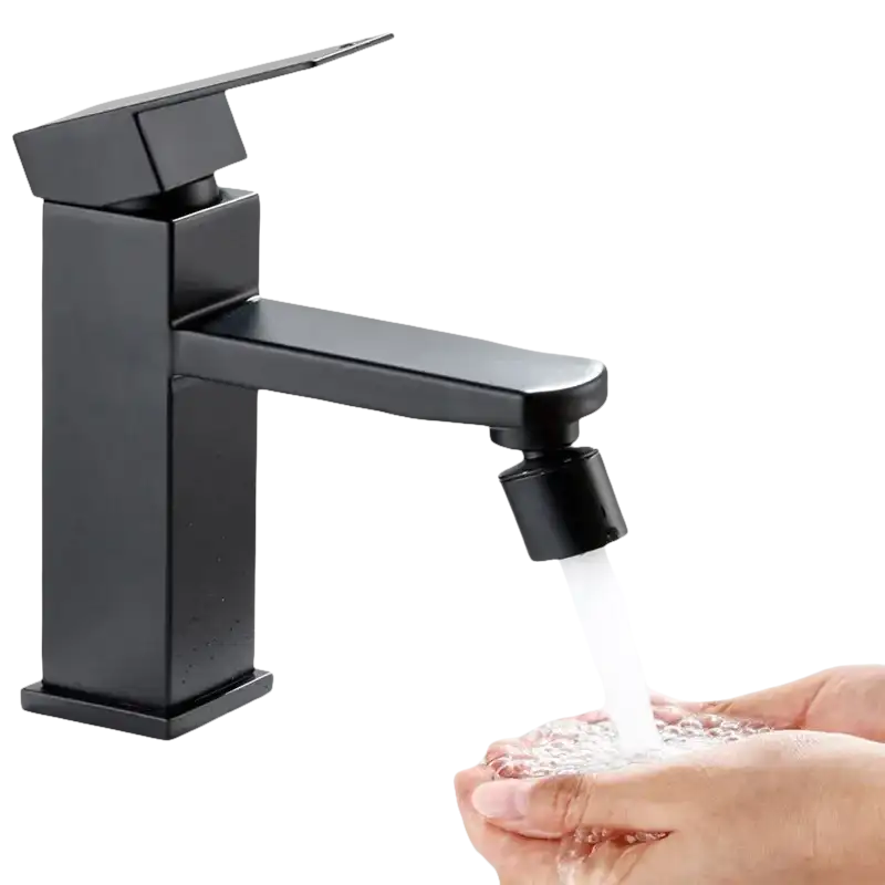 Matte black bathroom faucet.