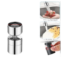 Chrome faucet attachment with adjustable spray.