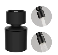 Black faucet sprayer with two water flow modes.