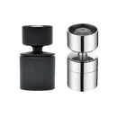 Two faucet aerators, black and silver.