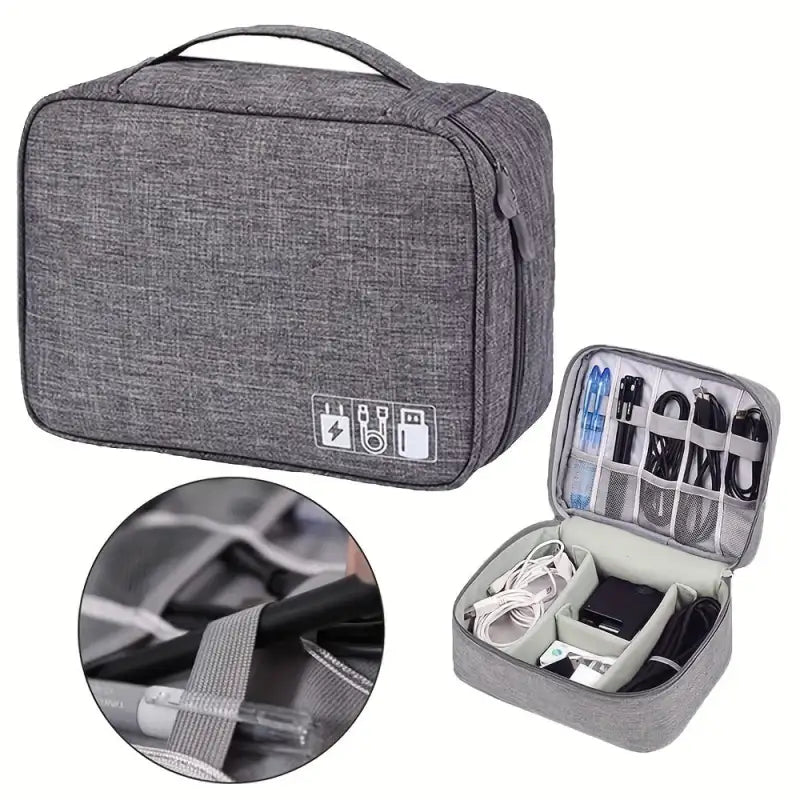 Sweetheart Gray Electronics Organizer Travel Cable Organizer Bag
