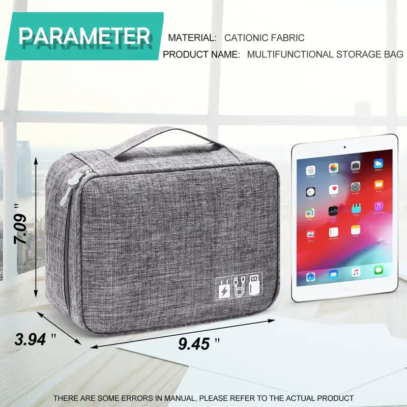 Sweetheart Gray Electronics Organizer Travel Cable Organizer Bag
