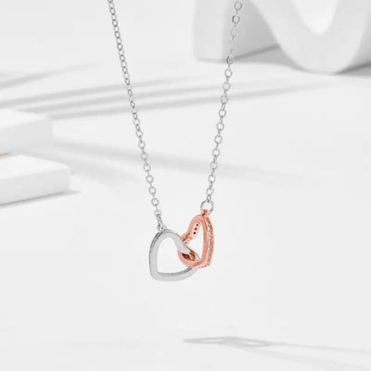Heart & Steel Two-Tone Buckle Necklace - 2484and Customized Card