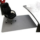 Rectangular gray chair mat.