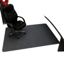 Rectangular gray chair mat.