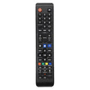 Black television remote control.