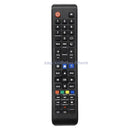 Black television remote control.