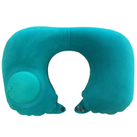 Teal inflatable travel neck pillow, makes your trips comfy and trendy for fun travel antics