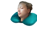 Trendy teal inflatable travel neck pillow for hilarious travel antics