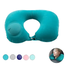 Inflatable teal travel neck pillow for portable comfort rest and hilarious travel fun