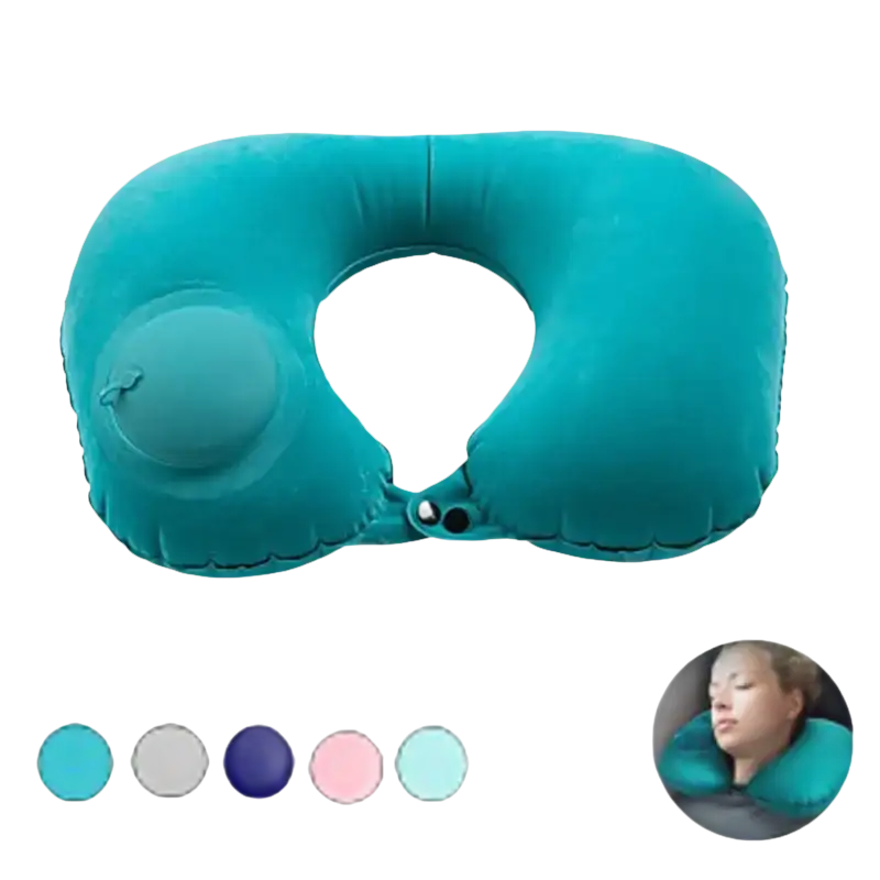 Teal Inflatable Neck Pillow for Hilarious Travel Antics