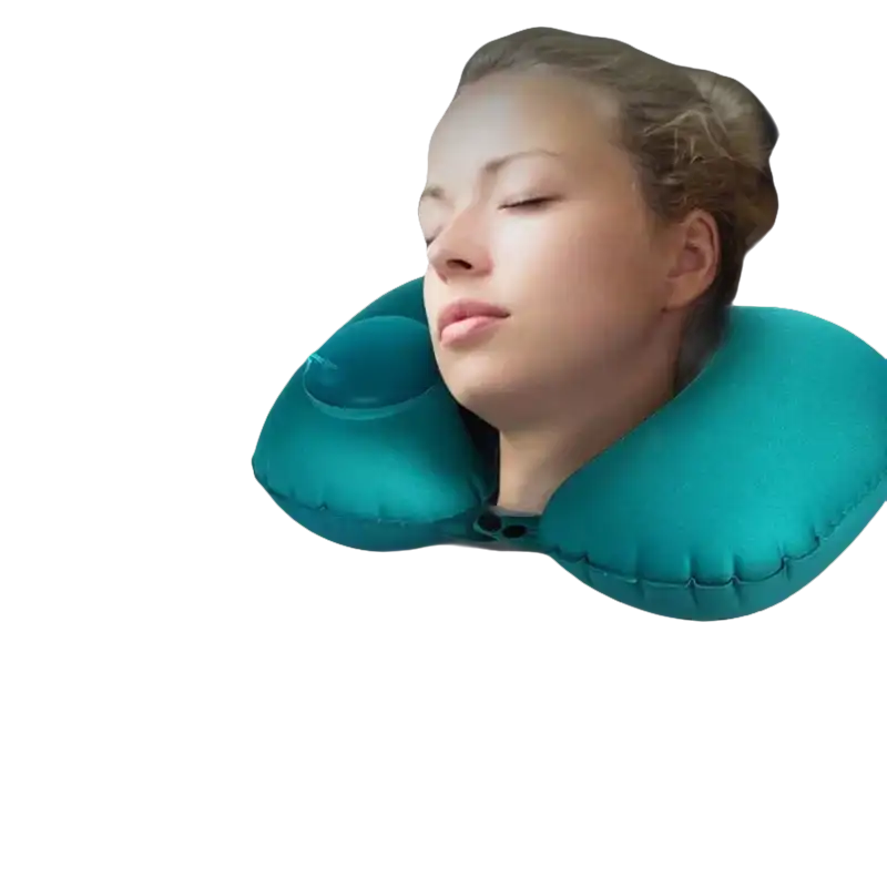 Teal Inflatable Neck Pillow for Hilarious Travel Antics