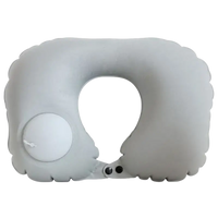 Inflatable gray travel neck pillow for portable comfort rest during travel adventures
