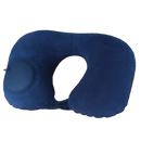 Inflatable navy blue travel neck pillow for trendy, hilarious travel antics