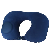 Inflatable navy blue travel neck pillow for portable comfort rest on the go