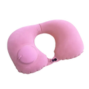 Pink inflatable travel neck pillow for portable comfort rest during trips