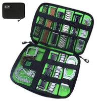 1pc Black Green Storage Bag Electronic Accessory Organizer Portable Usb Data Cable Charger Plug Travel Waterproof