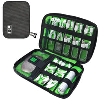 1pc Black Green Storage Bag Electronic Accessory Organizer Portable Usb Data Cable Charger Plug Travel Waterproof