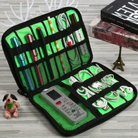 1pc Black Green Storage Bag Electronic Accessory Organizer Portable Usb Data Cable Charger Plug Travel Waterproof