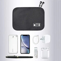 1pc Black Green Storage Bag Electronic Accessory Organizer Portable Usb Data Cable Charger Plug Travel Waterproof