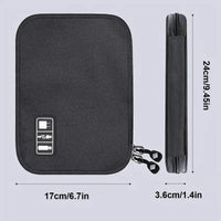 1pc Black Green Storage Bag Electronic Accessory Organizer Portable Usb Data Cable Charger Plug Travel Waterproof
