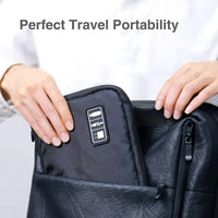 1pc Black Green Storage Bag Electronic Accessory Organizer Portable Usb Data Cable Charger Plug Travel Waterproof
