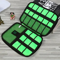 1pc Black Green Storage Bag Electronic Accessory Organizer Portable Usb Data Cable Charger Plug Travel Waterproof