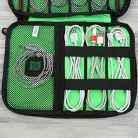 1pc Black Green Storage Bag Electronic Accessory Organizer Portable Usb Data Cable Charger Plug Travel Waterproof