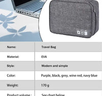 Cable Storage Bag Waterproof Digital Electronic Organizer Portable USB Data Line Charger Plug Storage Bag Travel Cable