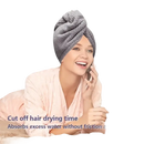 Gray waffle-textured hair towel.
