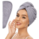 Gray hair towel wrap.