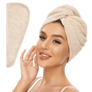 Beige hair towel wrap.