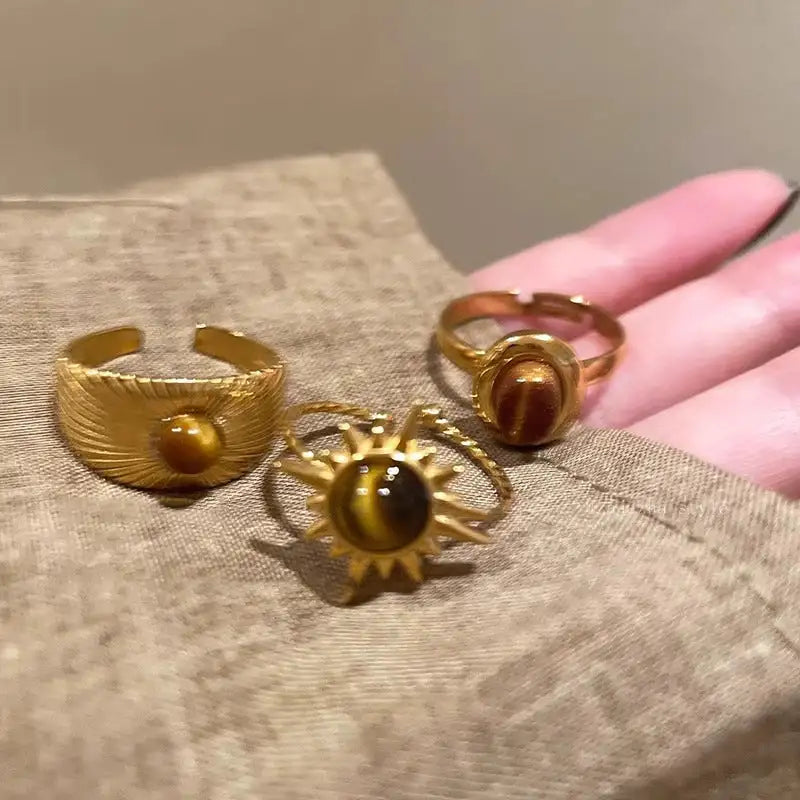Tiger Eye Rings Chic Educational Trio