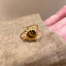 Golden Tigereye Elegance Ring for Women - Sun Flower Ring Opening