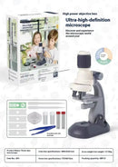 Microscope 1200 Times Professional Scientific Equipment Elementary School Educational Toys - Blue Basic Color Box