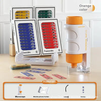 Microscope 1200 Times Professional Scientific Equipment Elementary School Educational Toys - Handheld Orange Bracket