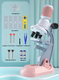 Microscope 1200 Times Professional Scientific Equipment Elementary School Educational Toys - Pink High Match