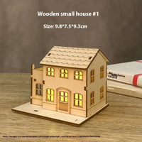 House Model Diy Handmade Children’s Educational Toys - Wooden Small House 1 Lamp