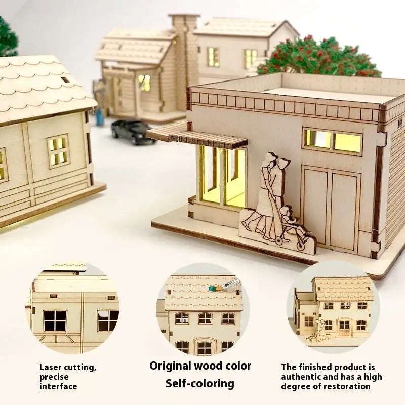 Tiny Timber Town handmade childrens educational house model diy