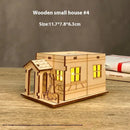 House Model Diy Handmade Children’s Educational Toys - Wooden Small House 4 Lights
