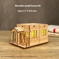 House Model Diy Handmade Children’s Educational Toys - Wooden Small House 4 Lights