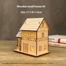 House Model Diy Handmade Children’s Educational Toys - Wooden Small House 5 Lights