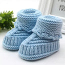 Male and female Babies Handmade Knitted Wool Soft Bottom Babies - Blue / 11CM