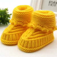Male and female Babies Handmade Knitted Wool Soft Bottom Babies - Yellow / 11CM