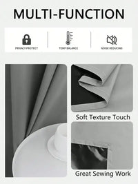 1pc Solid Blackout Curtains with Grommets Total Privacy Drapes for Bedroom