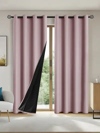 1pc Solid Blackout Curtains with Grommets Total Privacy Drapes for Bedroom