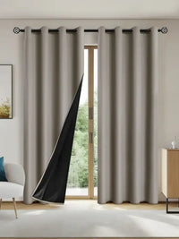 1pc Solid Blackout Curtains with Grommets Total Privacy Drapes for Bedroom